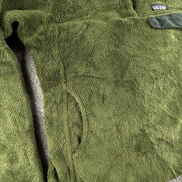 Patagonia Fleece Jacket Women Pullover Snap Green Soft Pocket Fuzzy Medium Logo - Picture 3 of 16